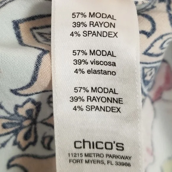 Chico's Multicolor Floral Peonies Garden Graphic Blouse Size 1 Medium - Picture 6 of 7